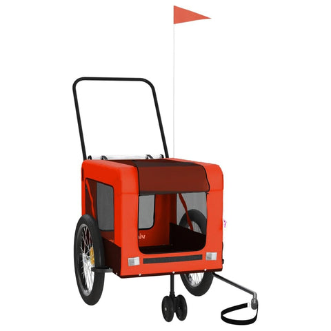 vidaXL Pet Bike Trailer - Orange/Black - Oxford Fabric/Iron - 53.1" x 27" x 28.9" - Comfortable, Durable, Safe for Dogs and Pets
