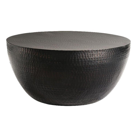 Modway Mella Metal Hammered 32 Inch Coffee Table in Black – Modern Living Room Drum Center Coffee Table