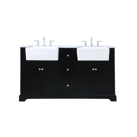 Elegant Decor Franklin 60" Wood Double Bathroom Vanity in Black