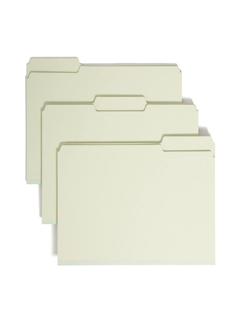 Smead Pressboard File Folder, 1/3-Cut Tab, 1" Expansion, Letter Size, Gray/Green, 25 per Box (13230)