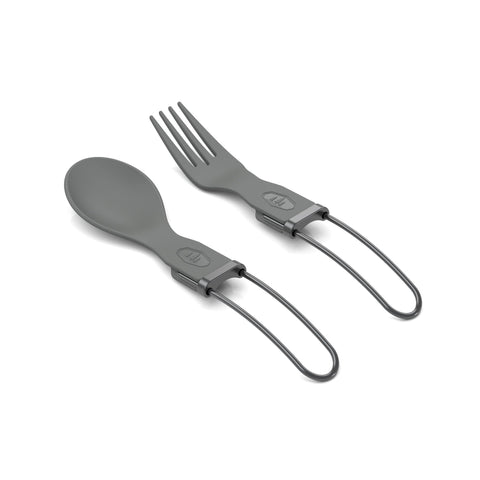 GSI Outdoors 72120 Tekk Folding Cutlery Set – Lightweight, Compact Travel Utensils for Camping, Grey