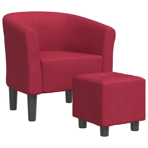 vidaXL Modern Tub Chair with Footstool, Wine Red Fabric, Living Room Furniture, Bedroom Lounge Chair, Office Seating, Compact and Comfortable