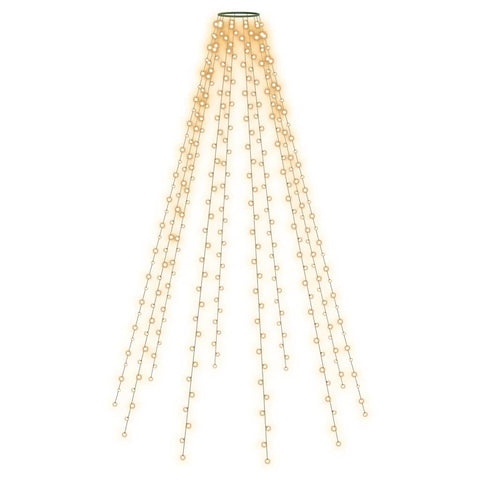 vidaXL 9,84 ft Christmas Tree Light, 300 LED Waterfall Lights for Tree Topper, Christmas String Lights, Christmas Lights for Indoor/Outdoor Decor, Warm White, Without Star Topper