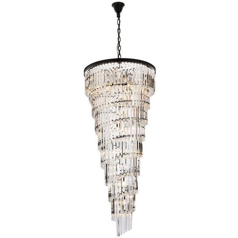 Elegant Lighting Sydney 30" Metal/Crystal Chandelier in Matte Black/Clear