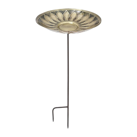 Oakestry African Sunflower Wall Mount Bracket Birdbath Antique Patina Finish Outdoor Garden Decorative Wildlife Water Bowl Patio Fence Balcony