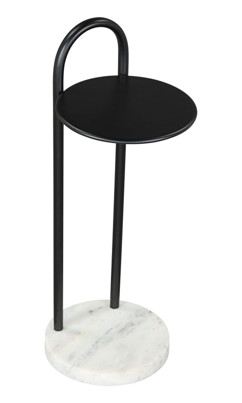 Christian Side Table Black & White, Black End Table, Modern Style, Powder Coated Iron Round Shape Tabletop, Iron, Indoor Living, 8" W x 8" D x 22" H