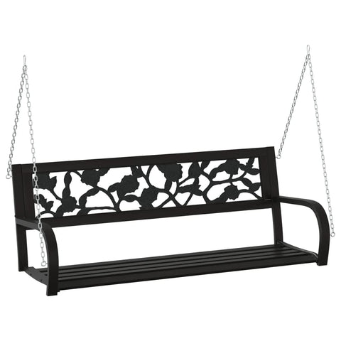 vidaXL Patio Swing Bench 49.2" Steel and Plastic Black