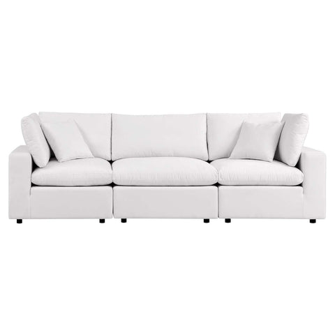 Modway Commix Outdoor Patio Overstuffed Sofa in White