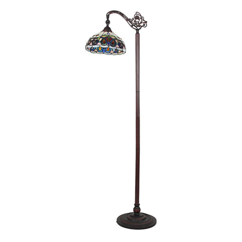 Chloe Lighting Serenity Victorian Tiffany-Style Dark Bronze 1 Light Reading Floor Lamp 11" Wide, Multicolor