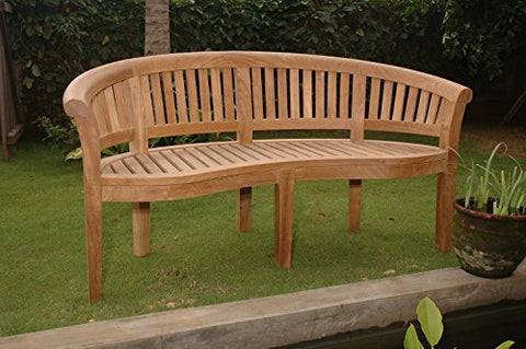 Anderson Teak BH-005CT - No Cushion Curve 3 Seater Extra Thick Wood Bench