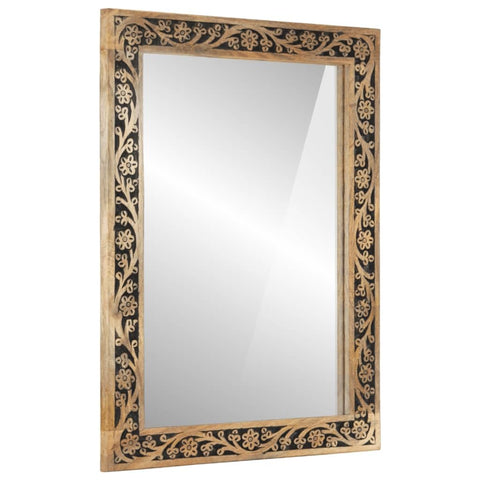 vidaXL Bathroom Mirror, Wall Mounted Mirror, Vanity Mirror for Washroom, Decoration Make up Mirror, Retro Style, Solid Wood Mango and Glass