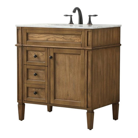 Elegant Decor Park Avenue 32" Aluminum MDF Single Bathroom Vanity in Driftwood