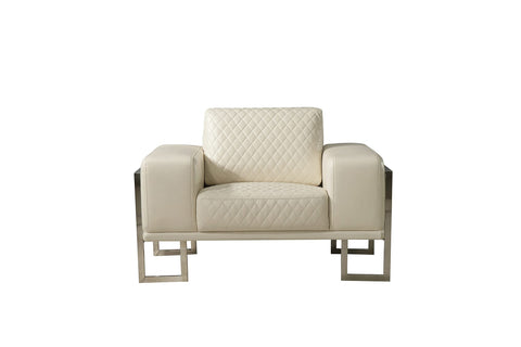 Quilted White Chair - White