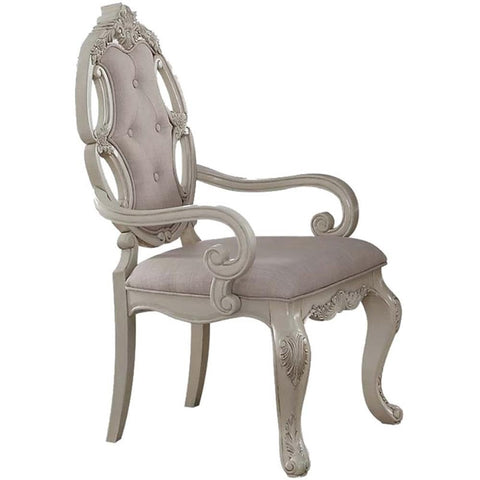 Acme Ragenardus Wooden Dining Arm Chair in Gray and Antique White Set of 2