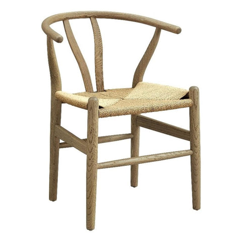 Modway Amish Wood Rope Dining Room Chair in Gray - 29 Inch Tall Solid Elm Wood Accent Armchair - Mid Century Modern Open Back Kitchen Chair with Woven Seat