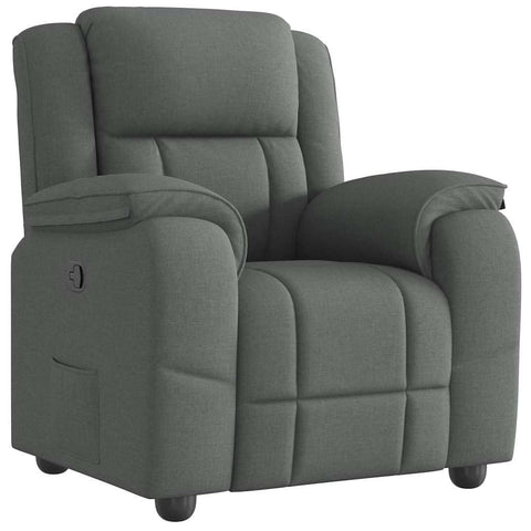 vidaXL Dark Gray Recliner Chair/Armchair - Fabric Upholstered Lounge for Living Room, Bedroom, Home | Manual Reclining, Thick Padded Comfort, Side Pocket & Sturdy Frame | 135Â° Tilt
