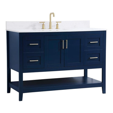 Elegant Decor Aubrey 48" Solid Wood Single Bathroom Vanity w/Backsplash in Blue
