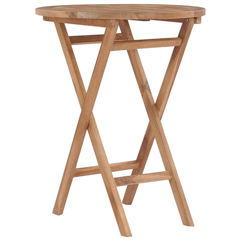 vidaXL Folding Patio Table, Solid Wood Teak, Weather, Round Outdoor Garden Furniture, Space Saving Design, Fine Sanded Finish, 23.6" Diameter x 29.5" Height