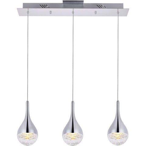 Elegant Lighting Luxurious Amherst Collection LED 3 - Light Chandelier 24in x 4in x 9in for Living Room, Kitchen, Bedroom & Hallway, Chrome Finish