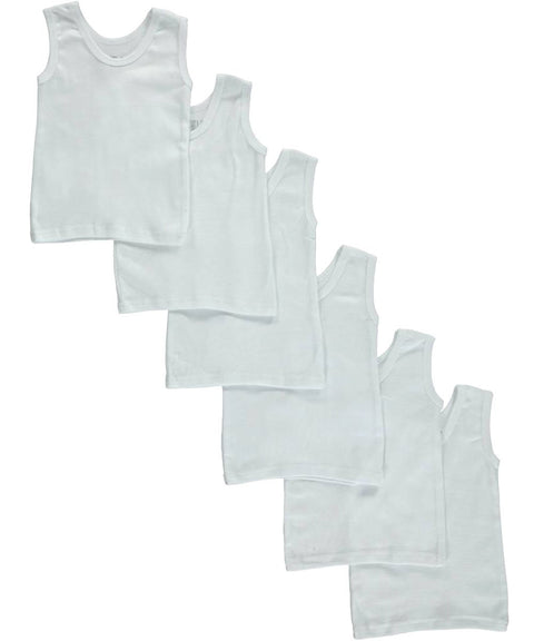 Bambini Baby Boys Girls Unisex 6-Pack Sleeveless T-Shirts Tanks, White, Large 27-34 Lbs