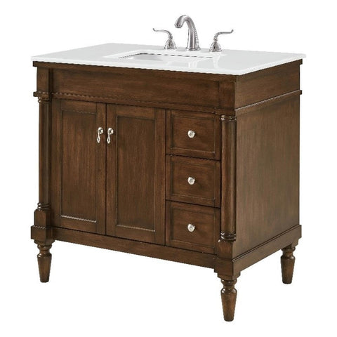 Elegant Kitchen and Bath Lexington 36" Solid Wood Bathroom Vanity in Walnut
