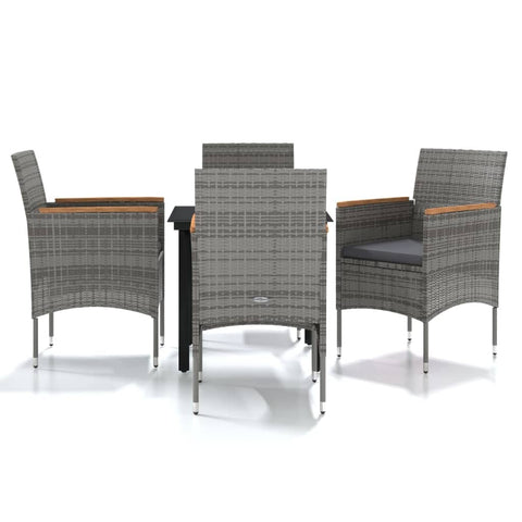 vidaXL Patio Dining Set 5 Piece with Cushions Garden Outdoor Lawn Yard Terrace Balcony Table and Chair Seat Seating Furniture Gray and Black