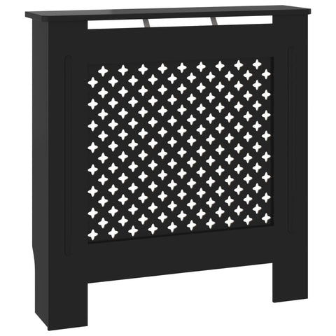 vidaXL Black MDF Radiator Cover with Modern Slatted Design and Shelf Space, Easy Assembly, Durable and Practical, 30.7" x 7.5" x 32.1", California Proposition 65 Warning