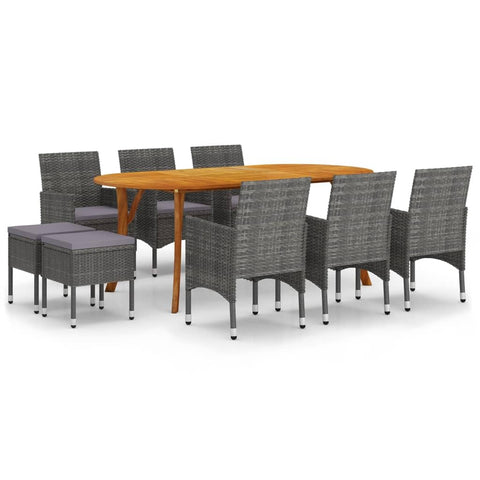vidaXL 9 Piece Patio Dining Set Gray, Dining Set, Garden Dining Sets, Outdoor Dining Sets, Garden Dining Set, Outdoor Dining Set