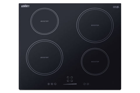 Summit 24" Induction Cooktop, 4 Cooking Zones, 208-240V Electric Cooktop, ADA Compliant Design, Black - SINC4B241B
