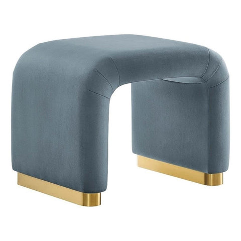 Modway EEI-6733-BRA-CAB Koda Performance Velvet Waterfall Stool, Brass Cadet Blue