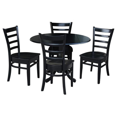IC INTERNATIONAL CONCEPTS 42 in Dual Drop Leaf Table with 4 Ladder Back Dining Chairs - 5 Piece Dining Set