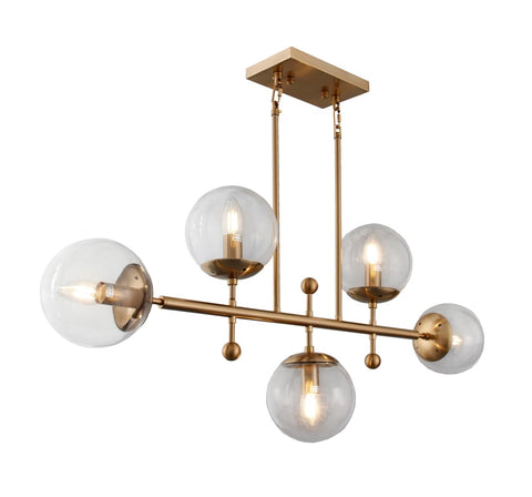 Moti Elijah Pendant Lighting Fixture on Cast Iron Finished in Brass
