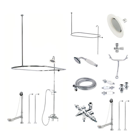 Kingston Brass CCK3141HCPL Vintage Clawfoot Tub Faucet Package with Shower Enclosure, Polished Chrome