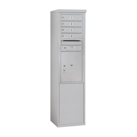 Free-Standing 4C Horizontal Mailbox Unit (Includes 3711S-04AFU Mailbox and 3911S-ALM Enclosure) - 11 Door High Unit (69-1/4 Inches) - Single Column - 4 MB 1 Doors / 1 PL5 - Aluminum - Front Loading - USPS Access
