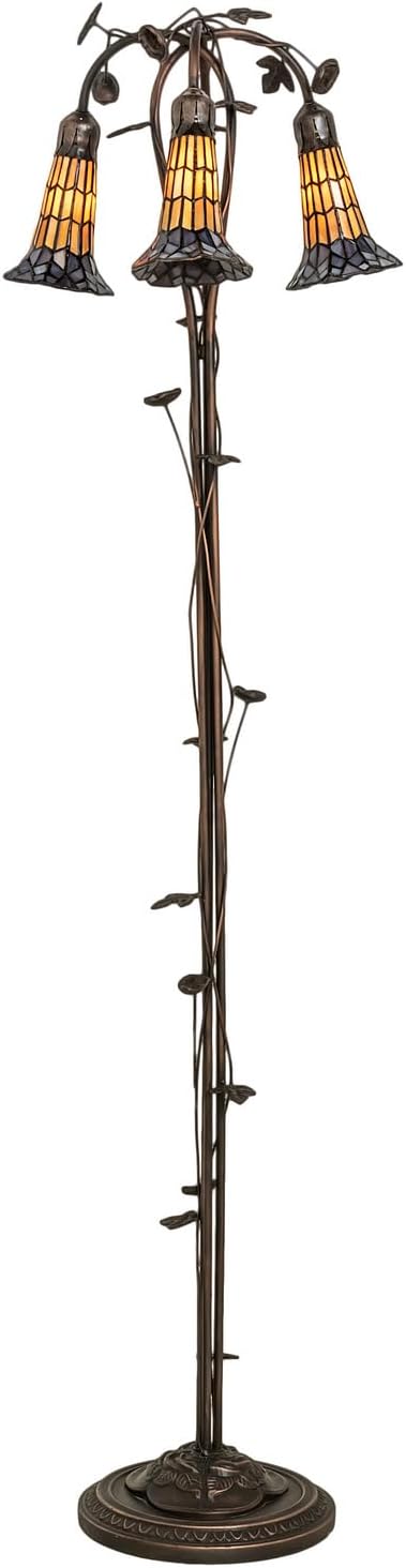 Meyda Tiffany Lighting 255135 Stained Glass Pond Lily Three Light Floor Lamp Lamp Bronze/Dark