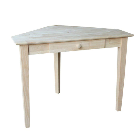 FastFurnishings Unfinished Wood Corner Desk Laptop Computer Writing Table with Drawer