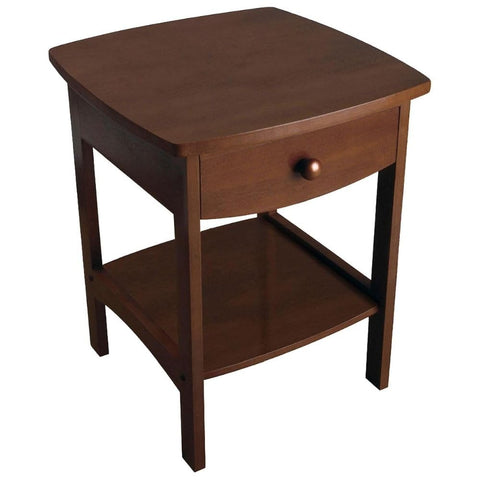 Oakestry Wood Curved Claire Accent Table End Table Night Stand with One Drawer Functional Accent Table with Curved Design Perfect for Living Room Bedroom or Entryways with Sturdy Frame and Legs Brown