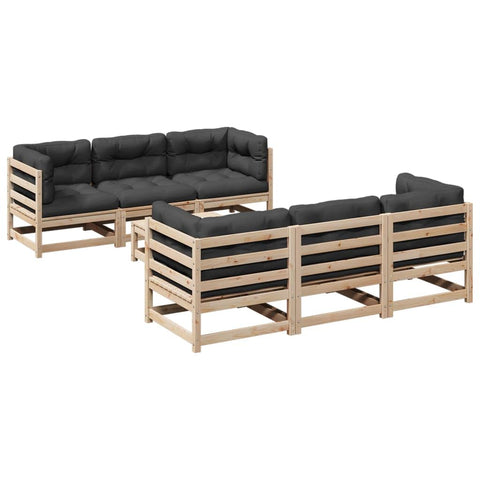 vidaXL Garden Sofa Set 7-Piece Garden Furniture Set with Cushion Slatted Design, Seating Set for Garden Patio, Modular Garden Sofa Lounge, Solid Pine Wood