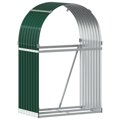 vidaXL Log Holder, Patio Deck Firewood Rack Wood Storage, Log Holder for Outdoor Indoor Fireplace, Green 31.5"x17.7"x47.2" Galvanized Steel