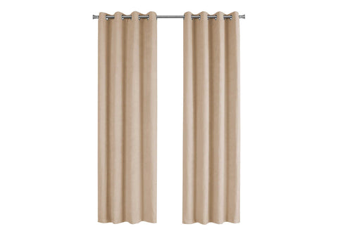 Monarch Specialties Curtain Panel Room Darkening, Micro Suede 95"H Beige