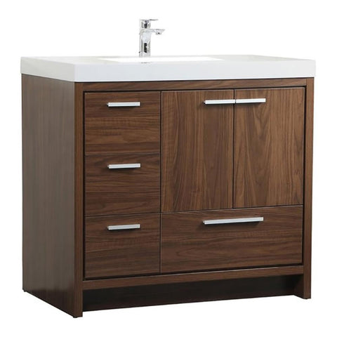 Elegant Decor Wyatt 36" Aluminum Alloy and MDF Single Bathroom Vanity in Walnut