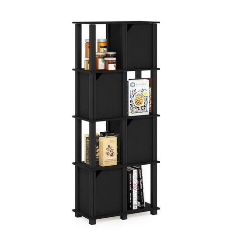 FURINNO Brahms Storage Shelf, 5-Tier, Black Oak/Black