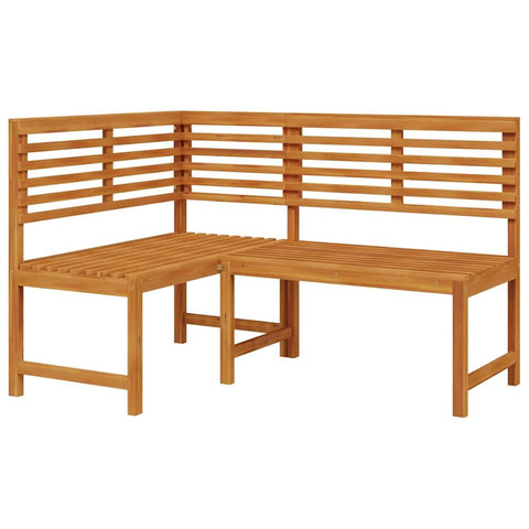 vidaXL Acacia Wood Patio Corner Bench - Rustic Brown, 55.1" Solid Wood, Easy Assembly, Comfortable Design