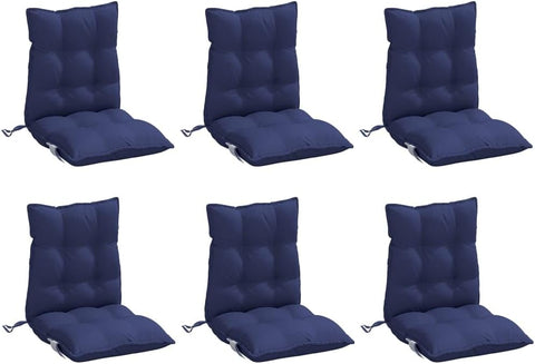 vidaXL 6 Pcs Lowback Chair Cushions Blue Oxford Fabric - 39.4"x19.7"x2.8" Cushions for Garden Patio Office Use - Non-Slip Design