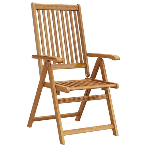 vidaXL Patio Folding Chairs - Set of 2 Wooden Acacia Loungers for Garden/Terrace | Adjustable Recliners for Camping | Space-Saving Natural Brown Outdoor Furniture