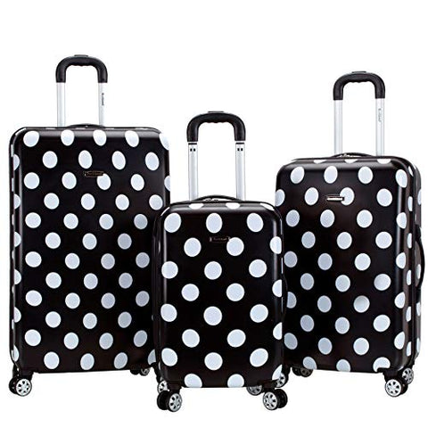 Rockland Laguna Beach Hardside Spinner Wheel Luggage, Pink Dots, Carry-On 22-Inch