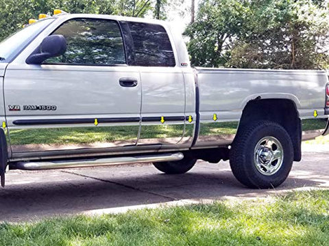 QAA is Compatible with 1998-2001 Dodge RAM 12 Piece Stainless Rocker Panel Trim, Full Kit, 8.75" Width TH38928