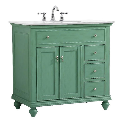 Elegant Kitchen and Bath Otto 36" Single Solid Wood Bathroom Vanity in Green