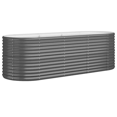 vidaXL Garden Raised Bed 88.2"x31.5"x26.8", Anthracite Color, Powder-Coated Steel, Oval Shape, Perfect for Outdoor Use - Assembly Required