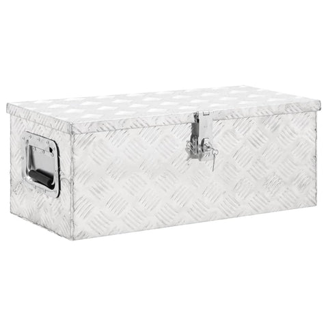 vidaXL Corrugated Aluminum Storage Box - Silver, Portable, Lockable, with Spacious Interior, Ideal for Packing, Storage & Transportation, 27.6"x12.2"x10.6" Dimensions